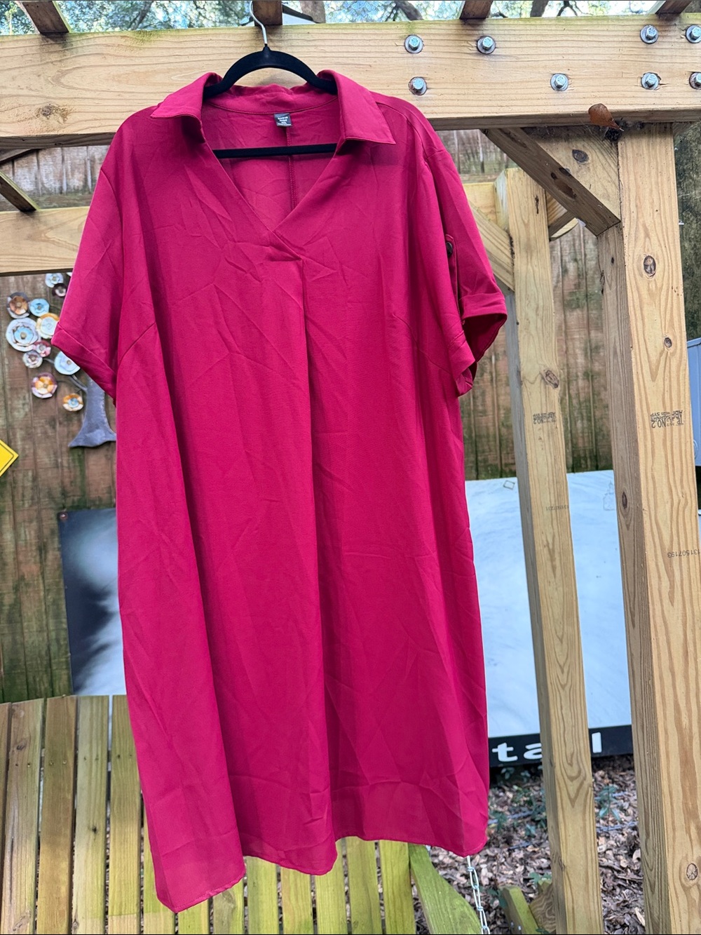 Bright red Collared Women's dress perfect for red night on Virgin Cruise Line 4X